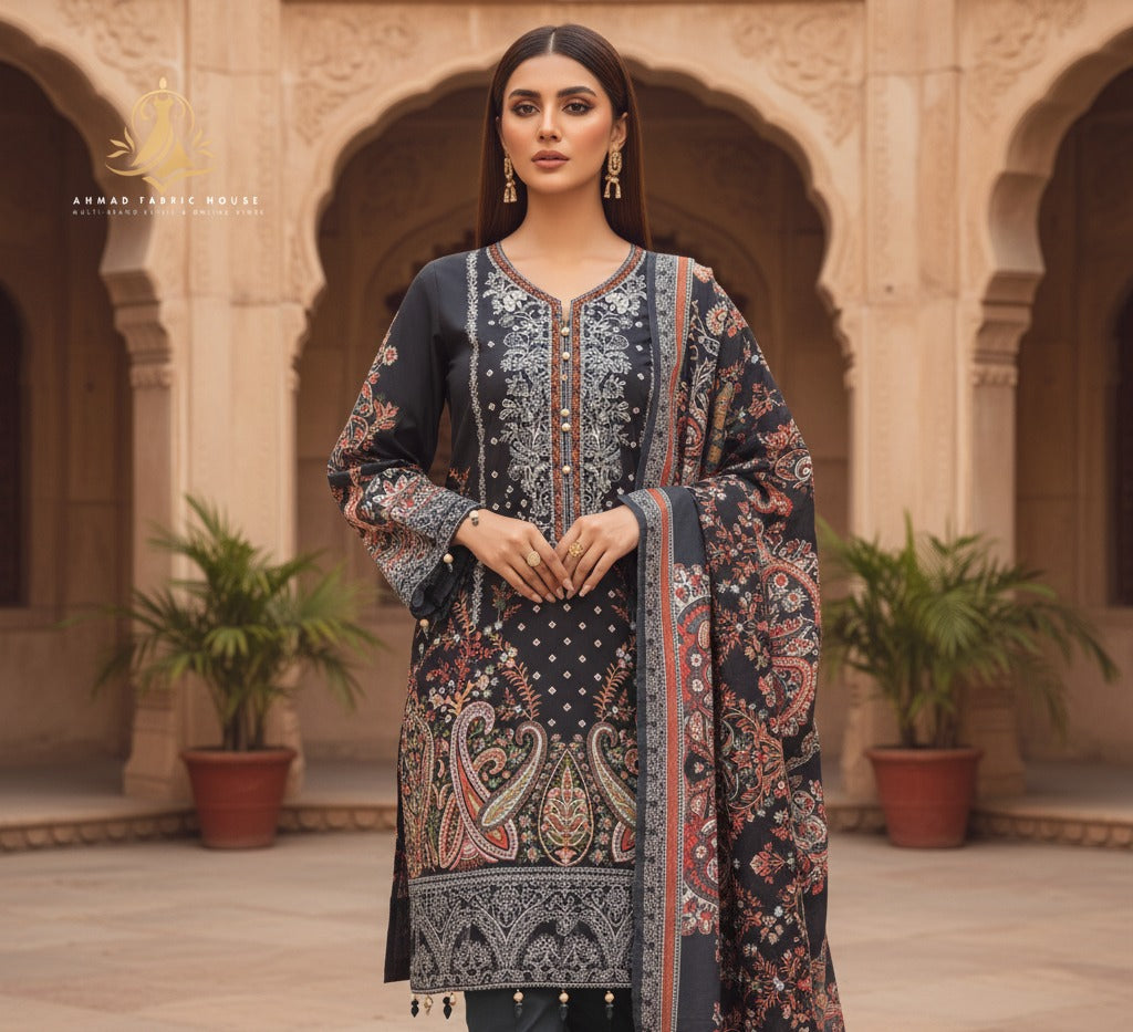 Ethnic Unstitched Printed Linen 3pc