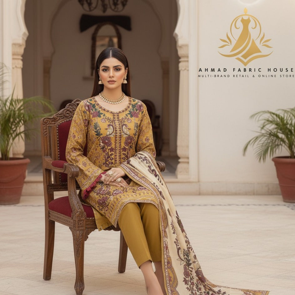 Ethnic Unstitched Printed Linen 3pc