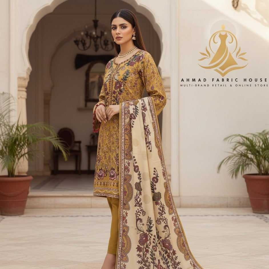 Ethnic Unstitched Printed Linen 3pc