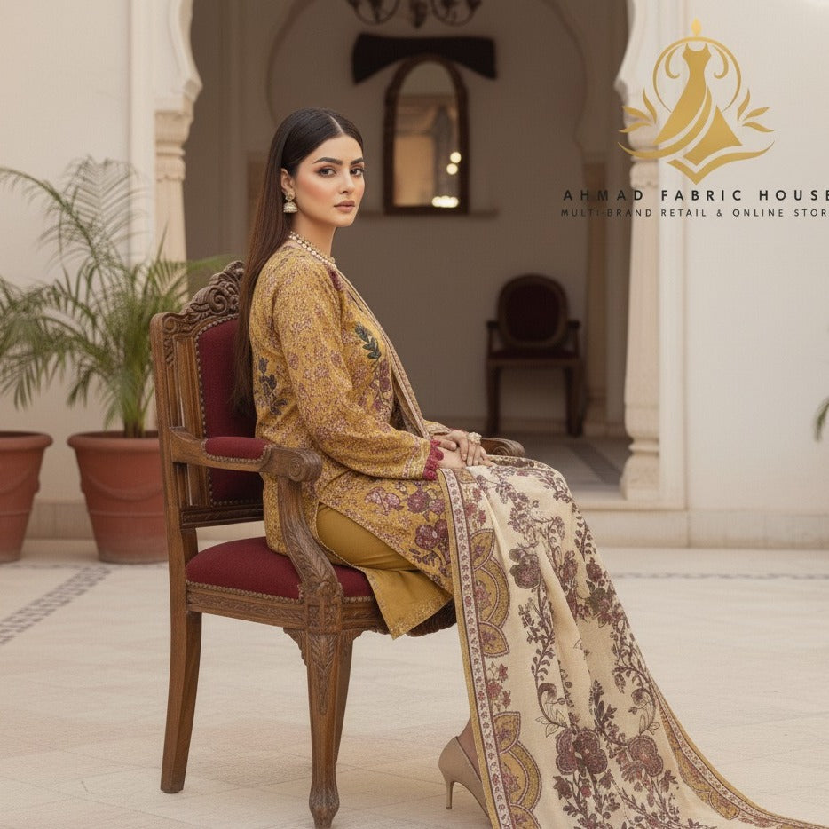 Ethnic Unstitched Printed Linen 3pc