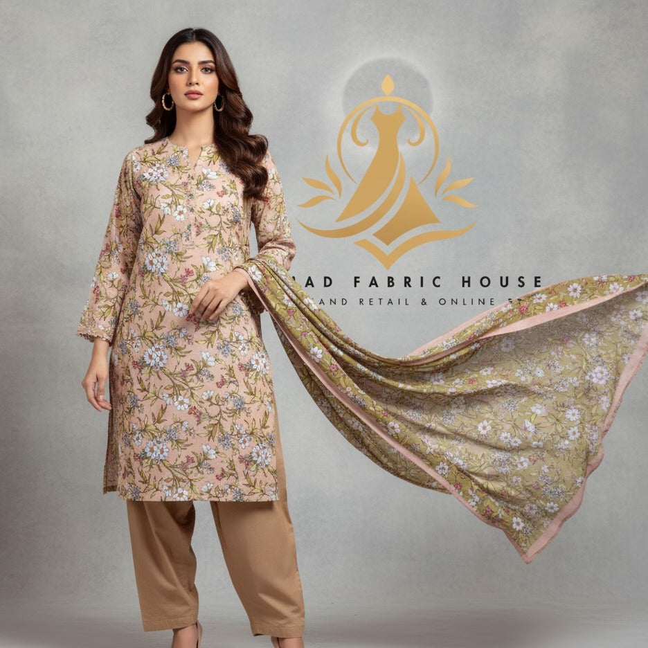 Nishat Unstitched Printed Karandi 3pc