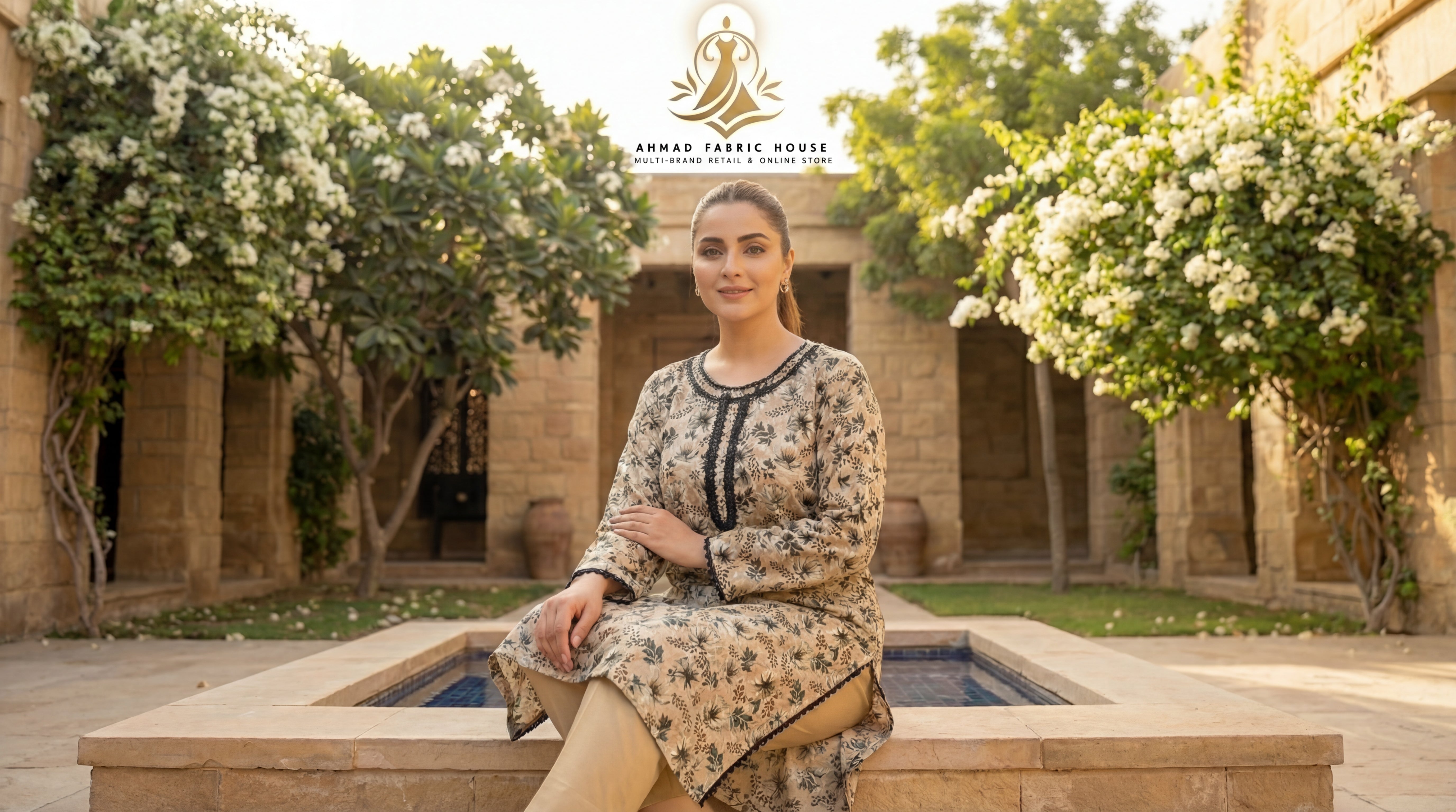 Stitched Linen Printed 2pc