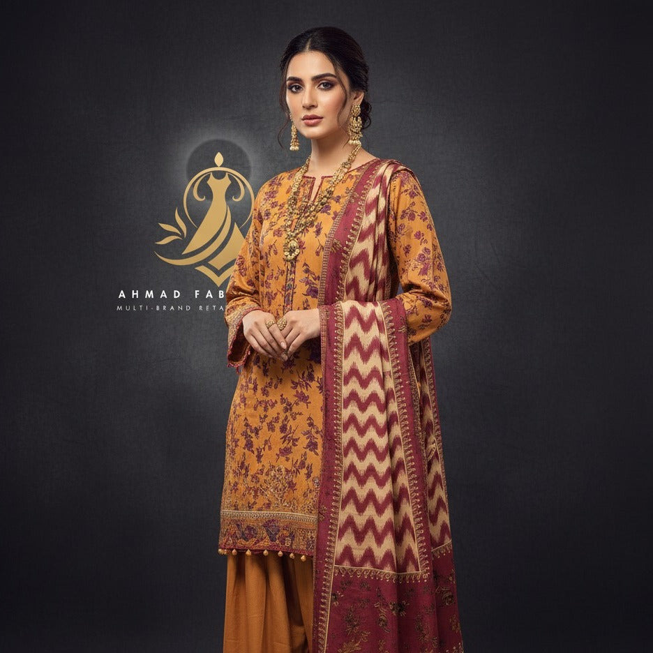 Ethnic Unstitched Printed Linen 3pc