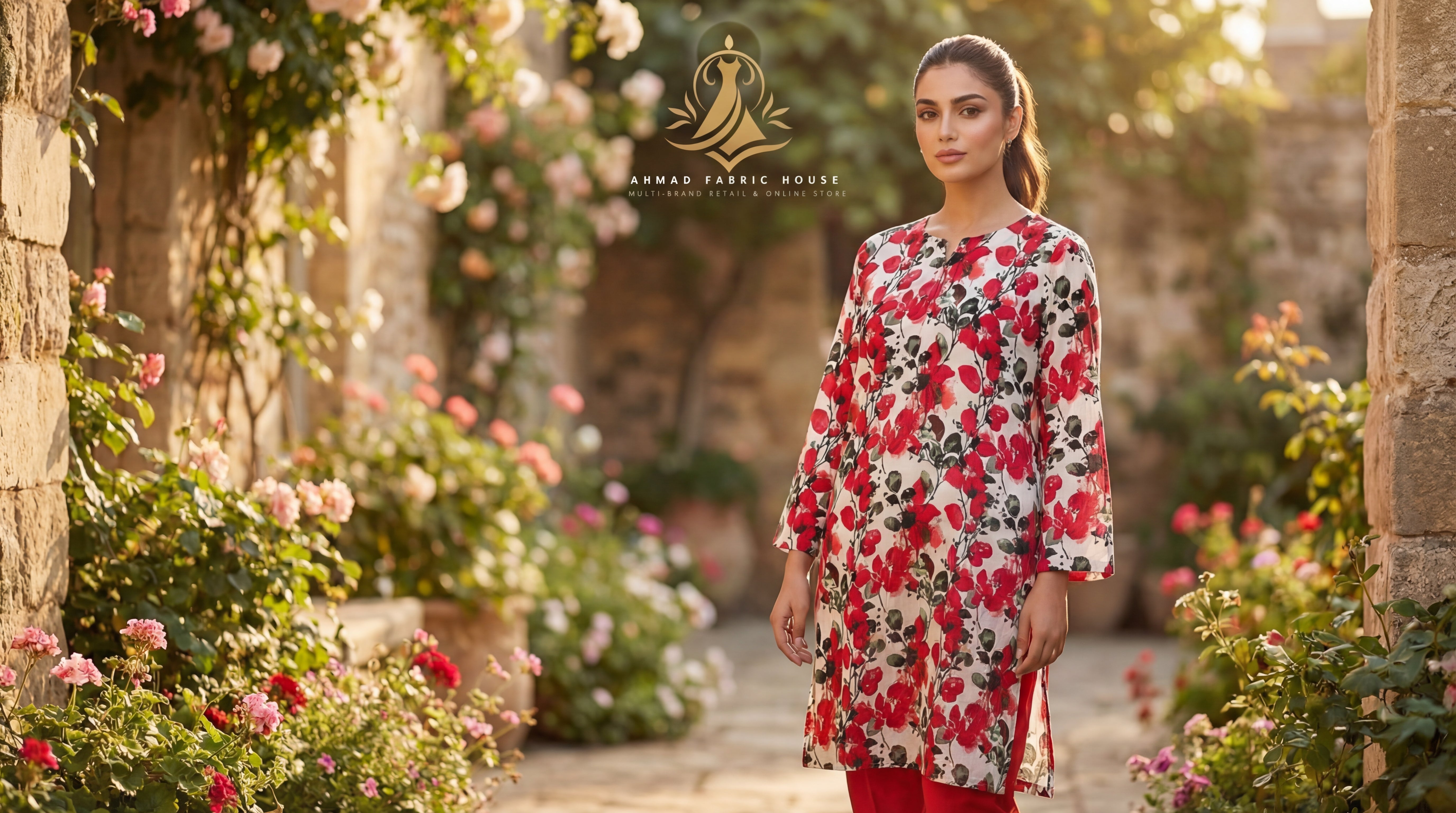 Stitched Linen Printed 2pc