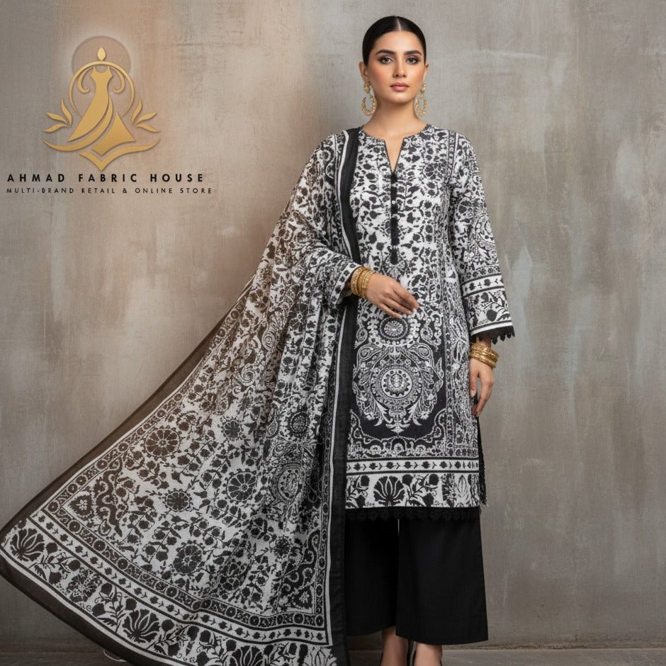 Nishat Unstitched Printed Karandi 3pc