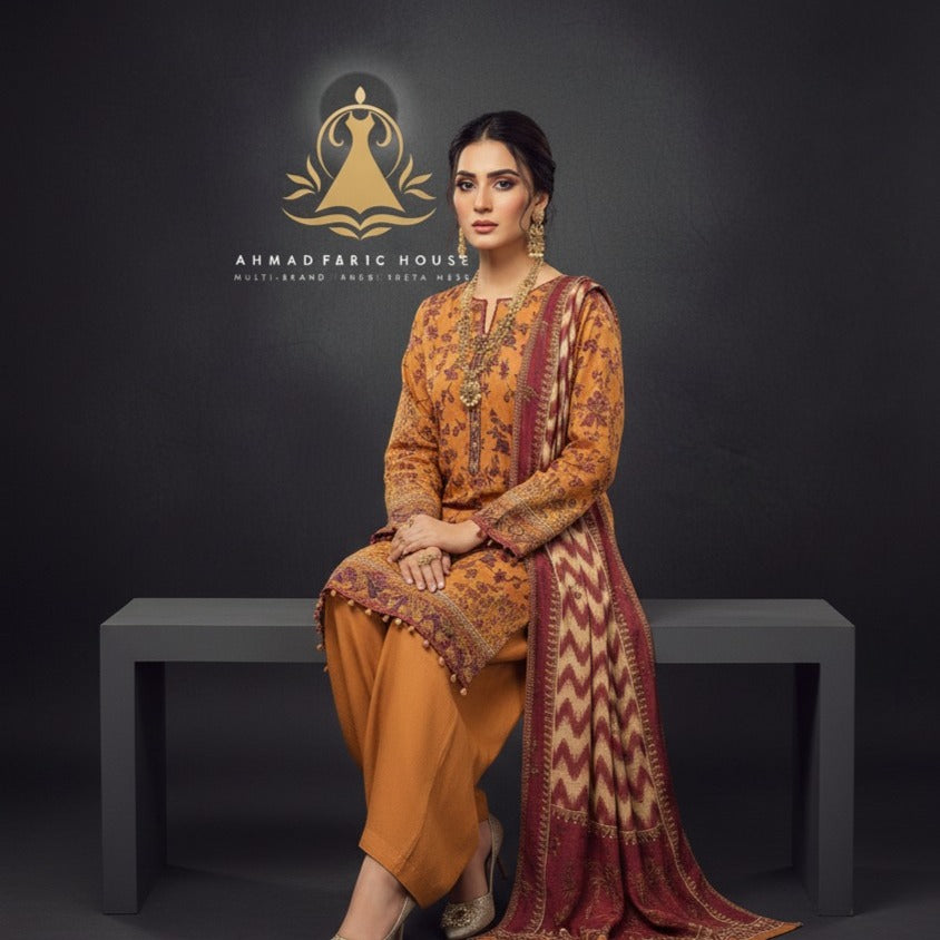 Ethnic Unstitched Printed Linen 3pc