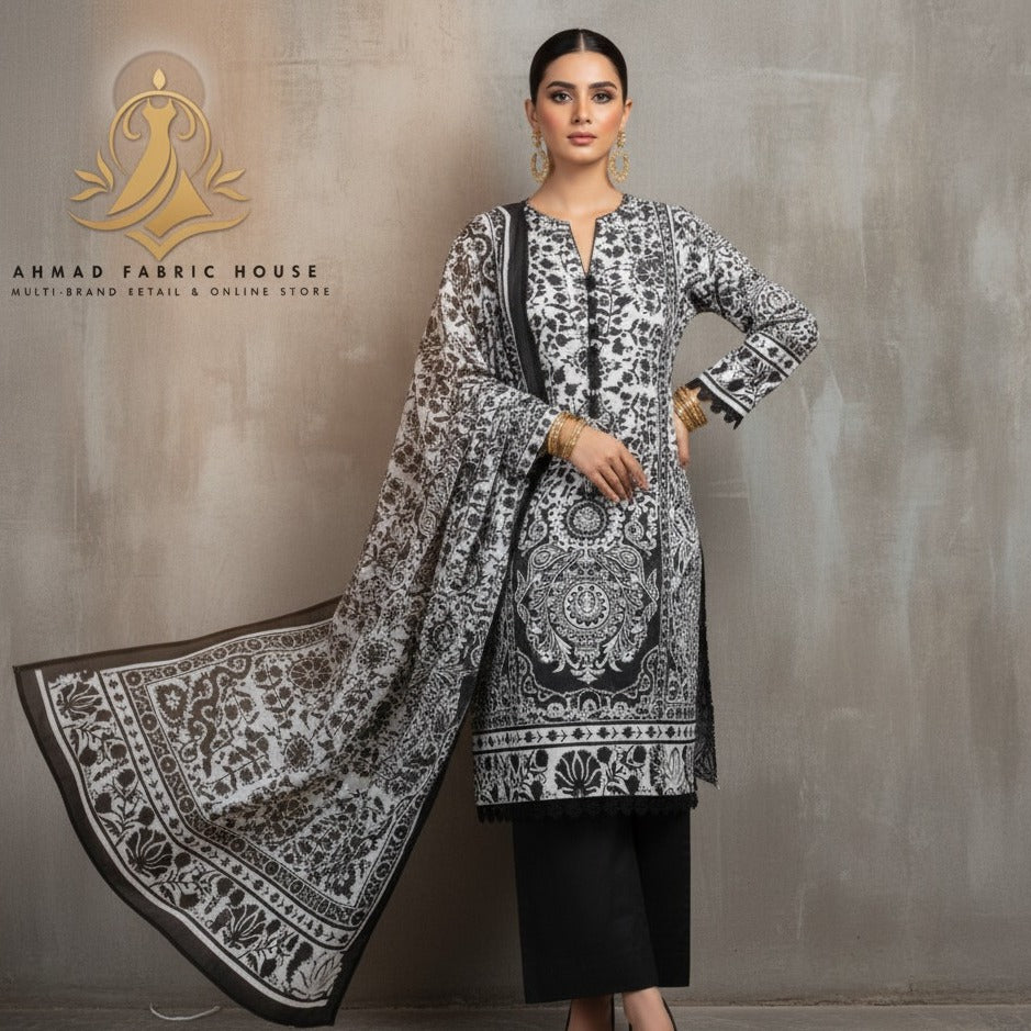 Nishat Unstitched Printed Karandi 3pc