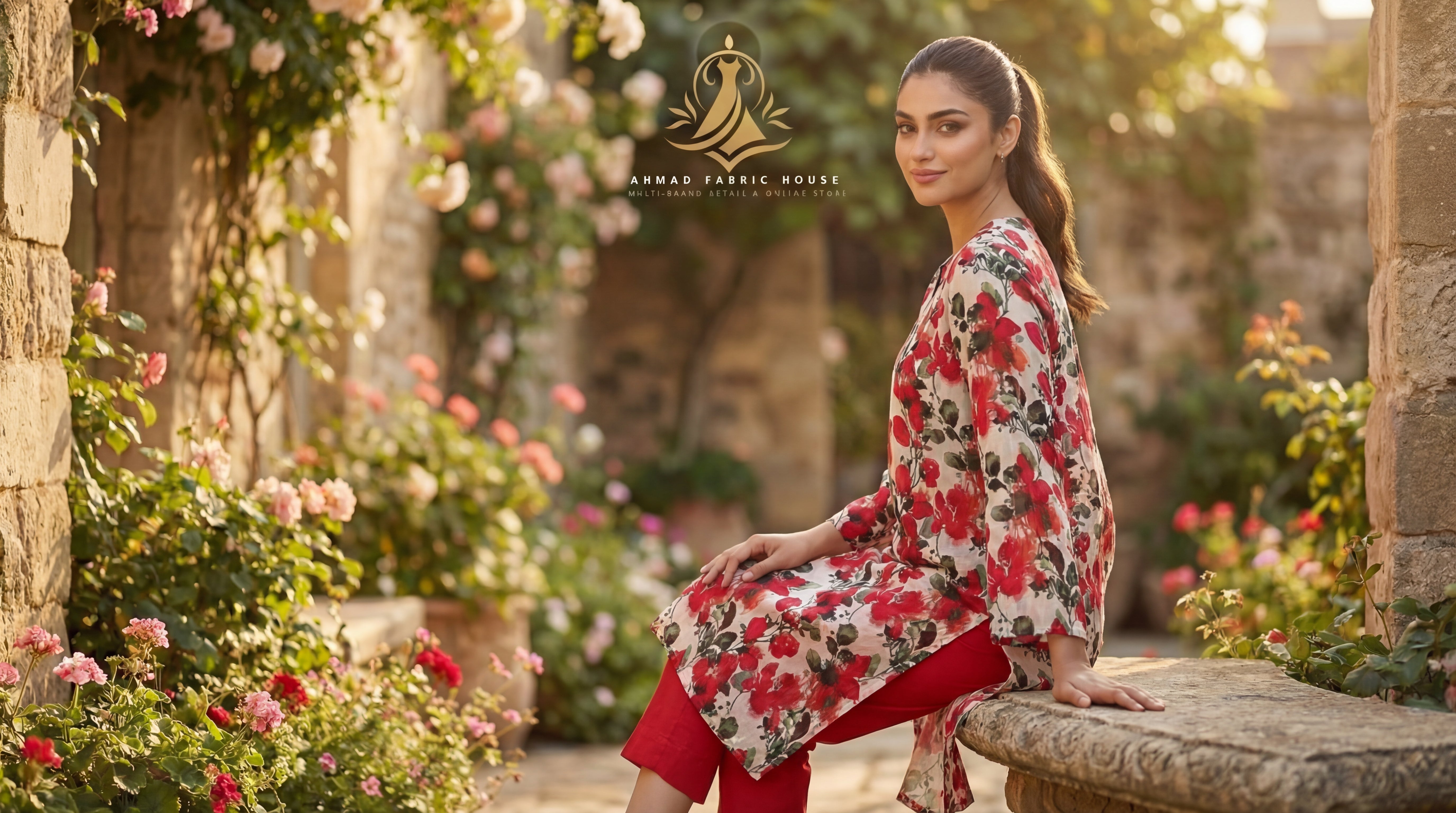 Stitched Linen Printed 2pc