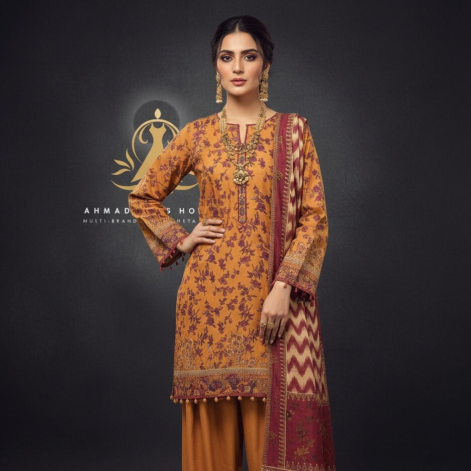 Ethnic Unstitched Printed Linen 3pc