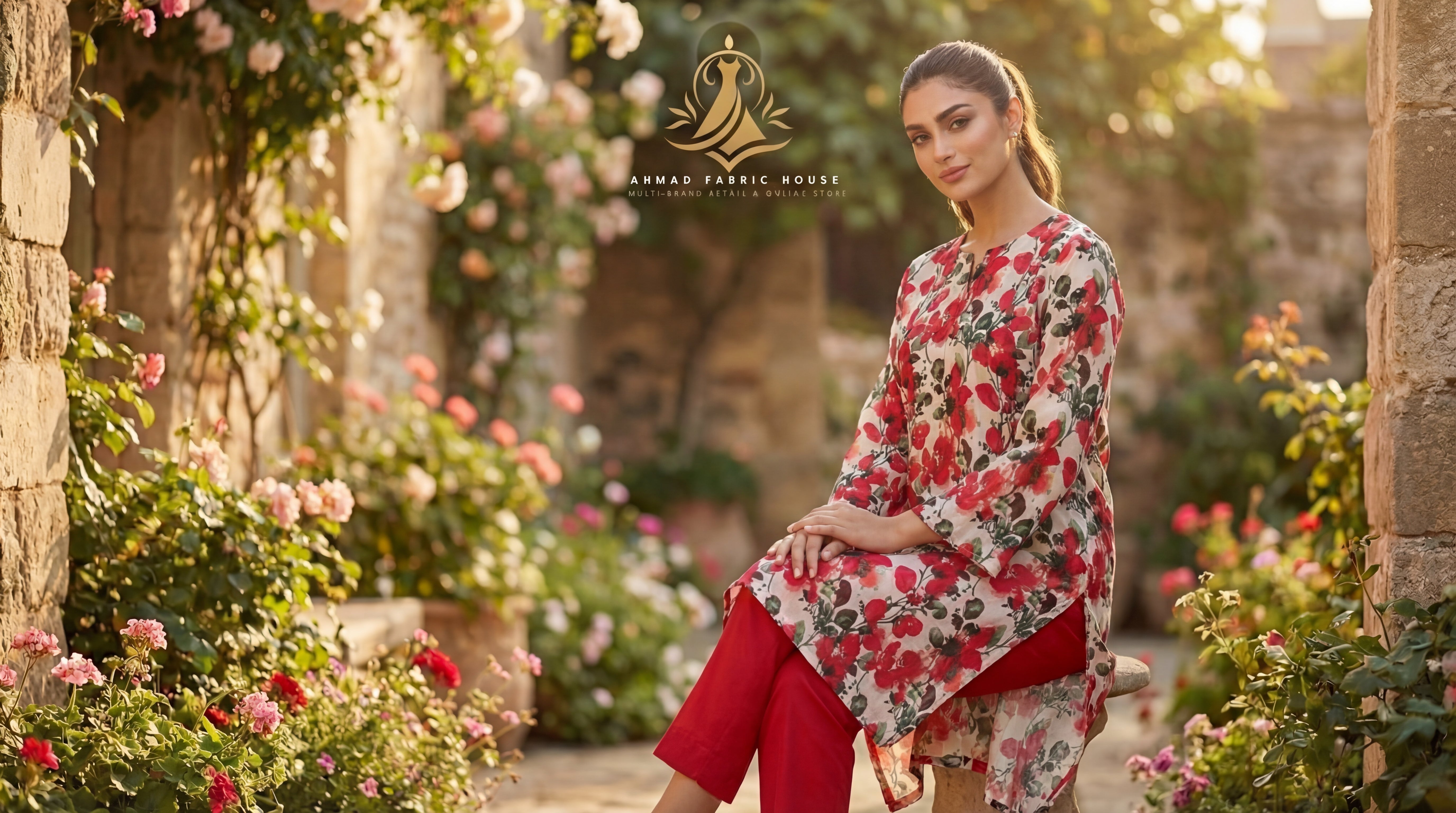 Stitched Linen Printed 2pc