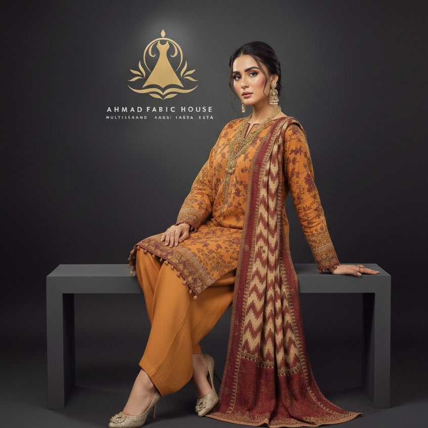 Ethnic Unstitched Printed Linen 3pc