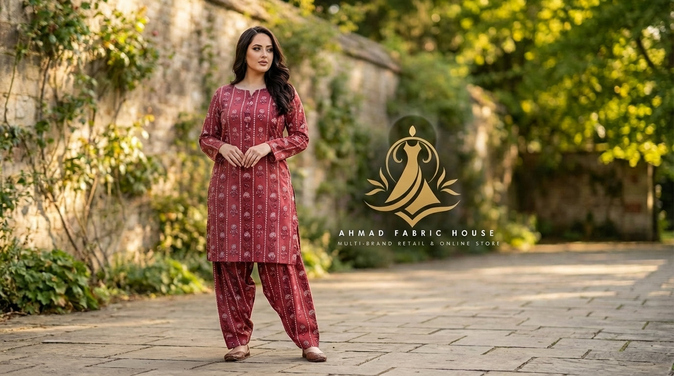 Baroque Vintax Peach Unstitched 2pc