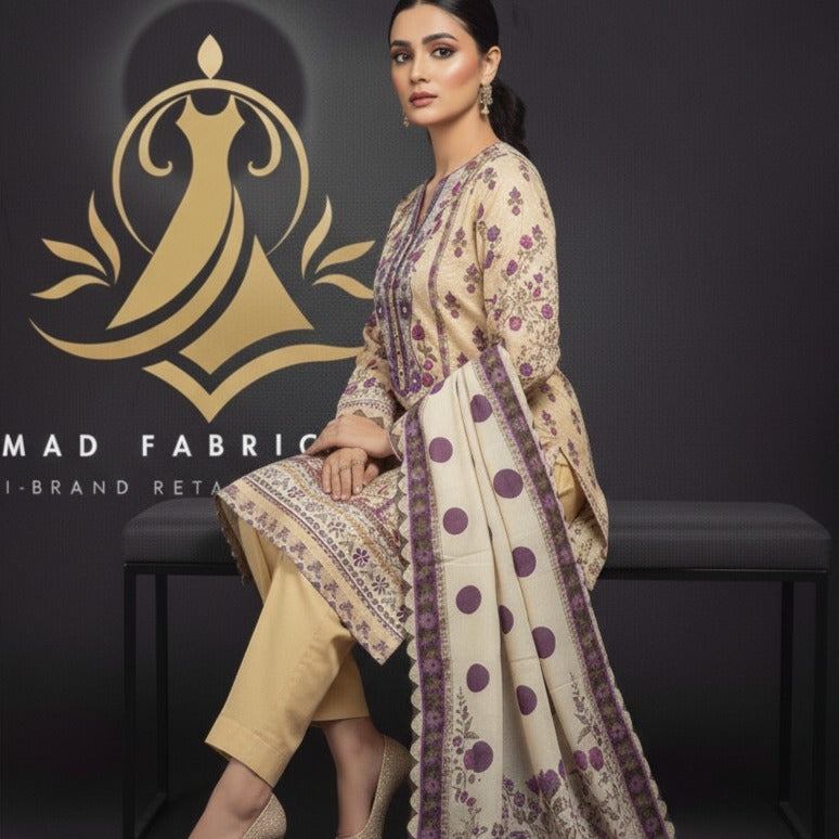 Ethnic Unstitched Printed Linen 3pc