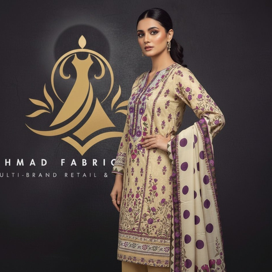 Ethnic Unstitched Printed Linen 3pc