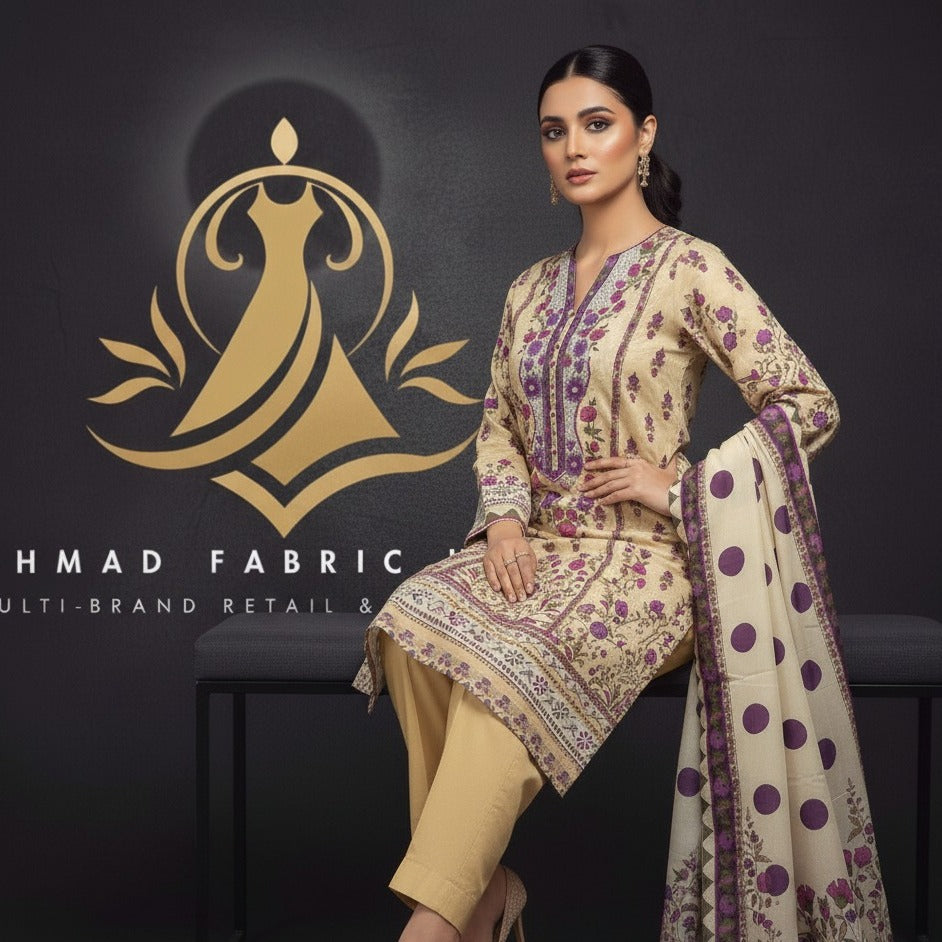 Ethnic Unstitched Printed Linen 3pc