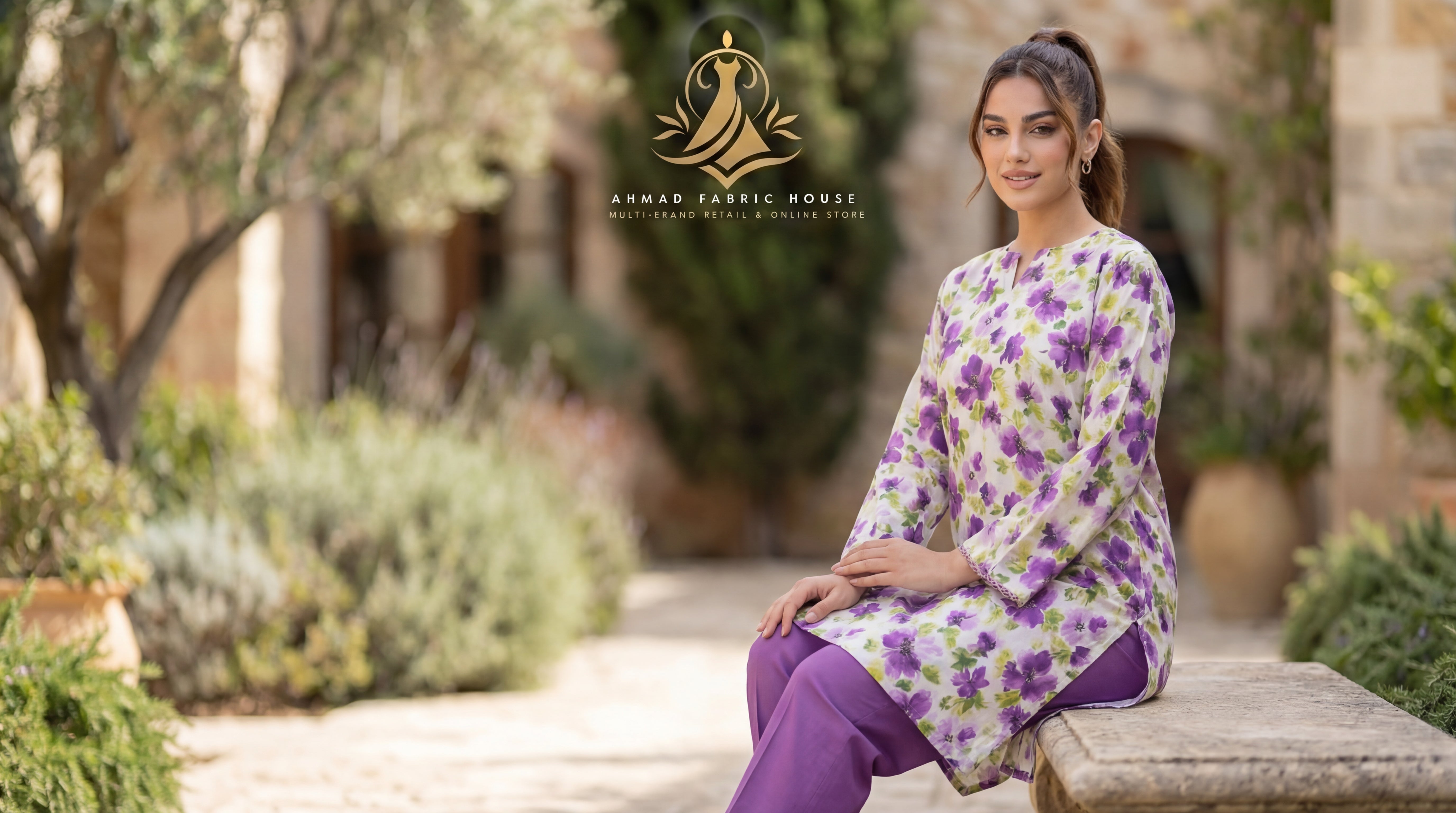 Stitched Linen Printed 2pc