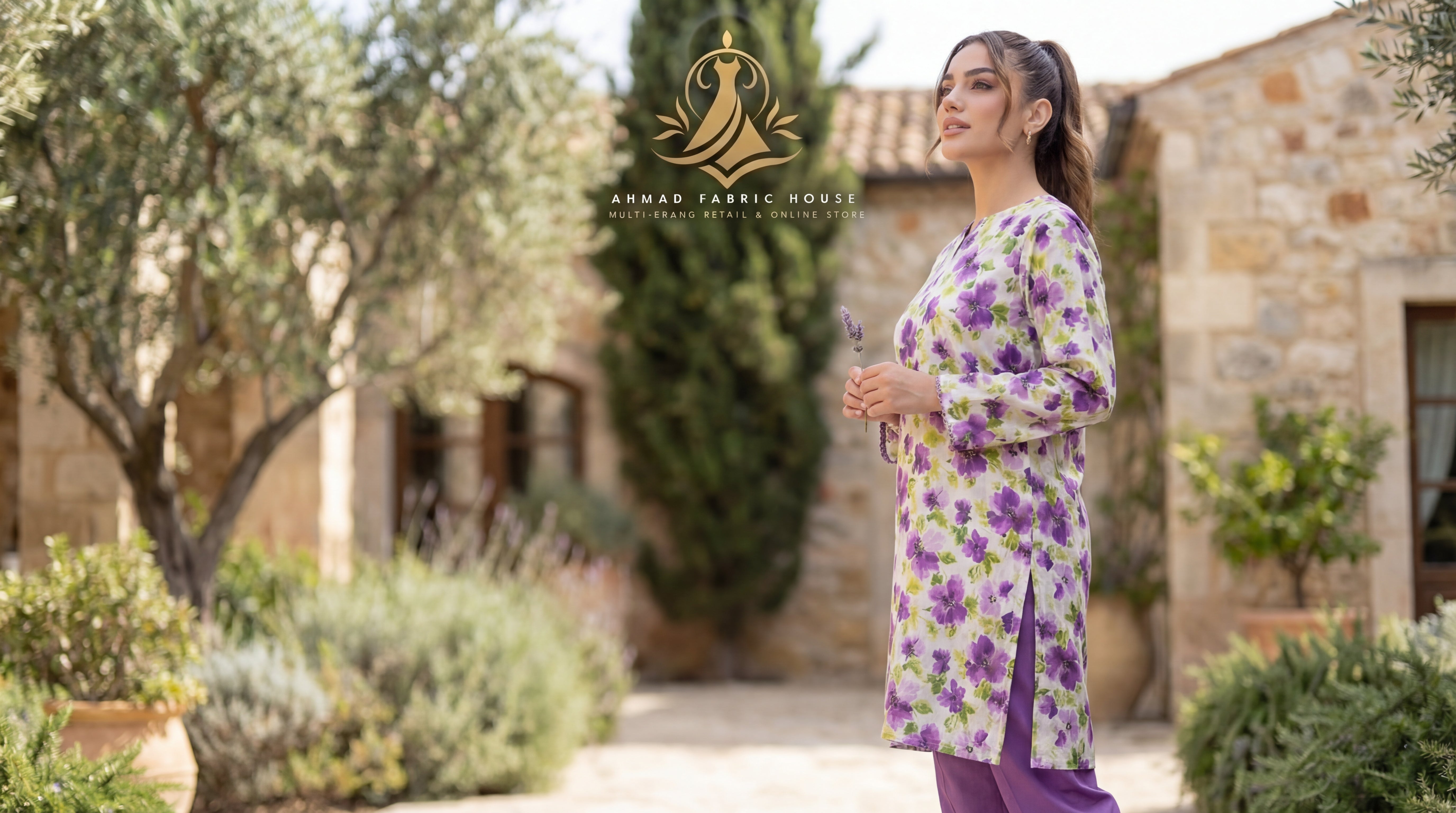 Stitched Linen Printed 2pc